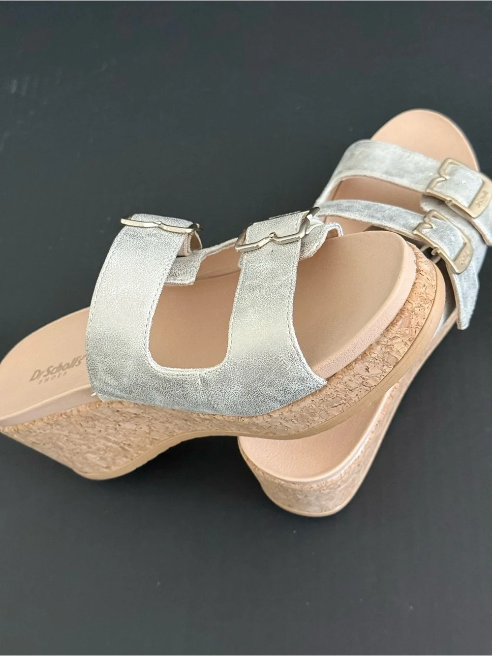 Dr. Scholl's Double-Buckle Cork Slide Mules Size 9 NEW